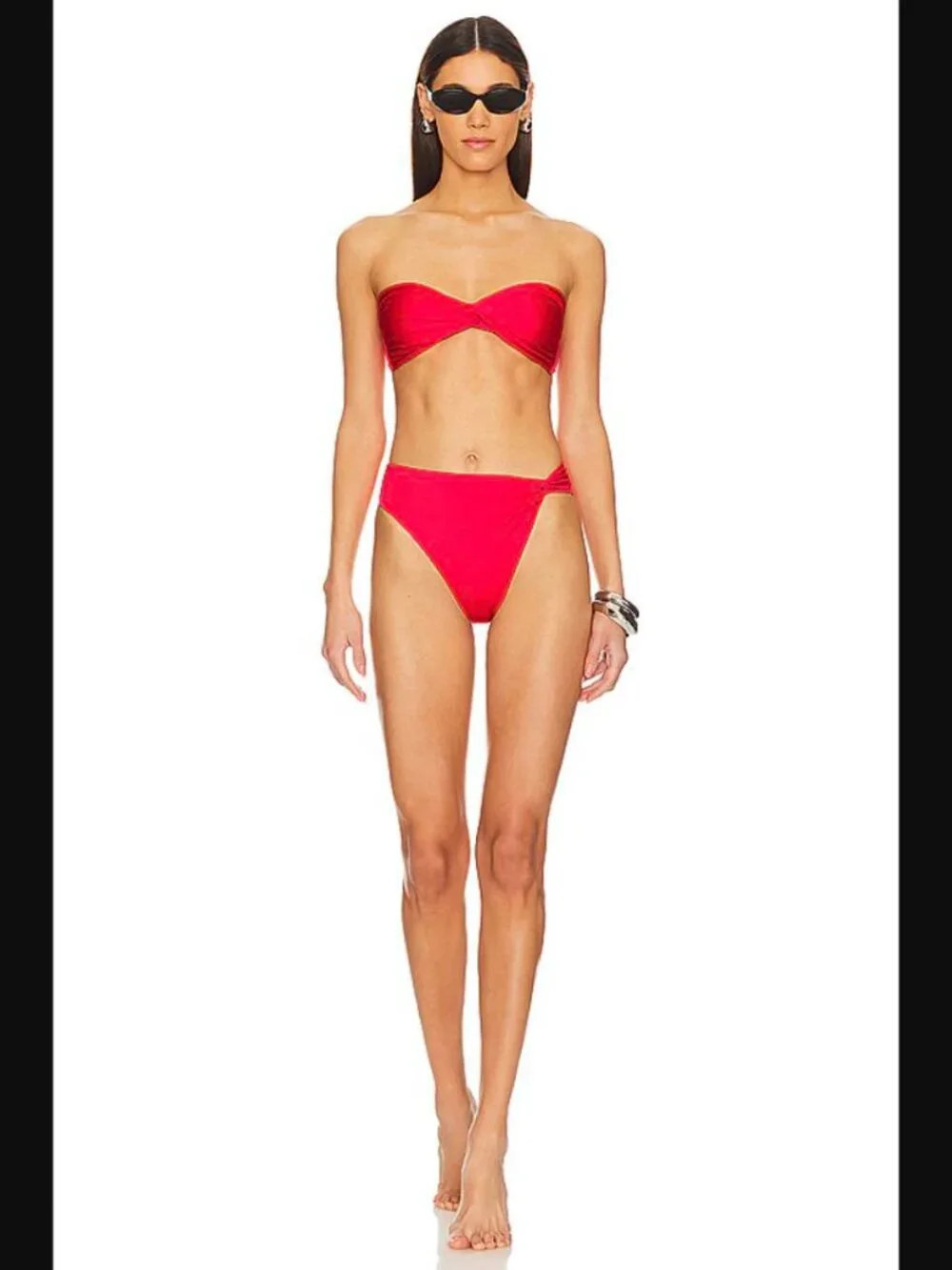 Baobab Vera Bandeau Bikini Top & Bottom Set Cherry Red S